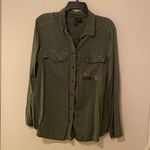 H&M Divided green long sleeve top Size 14